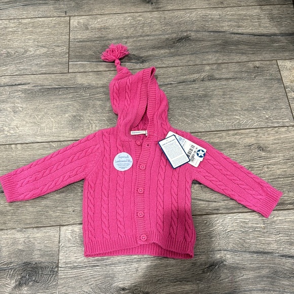 NEW • JoJo Maman Bebe • Girls Cable Hooded Cardigan Pink 3 to 6 Months - Picture 2 of 4